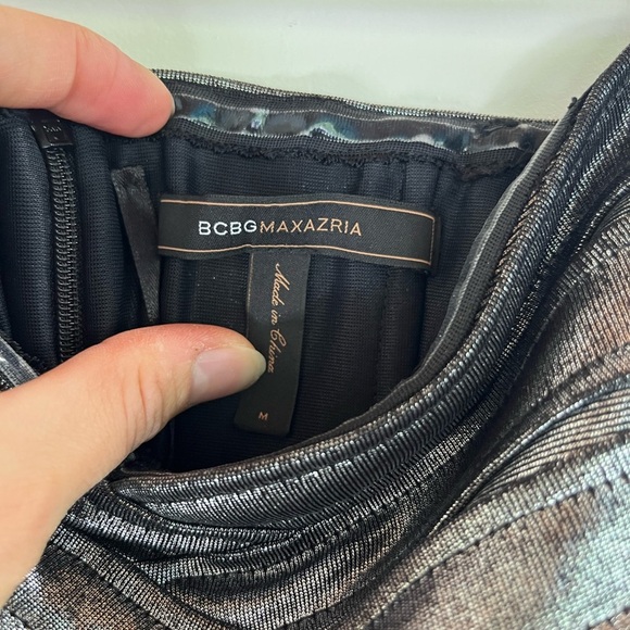 BCBG Max Azria Strapless Mini Dress Sz M | Metallic Y2K Bodycon Kardashian - Picture 10 of 16